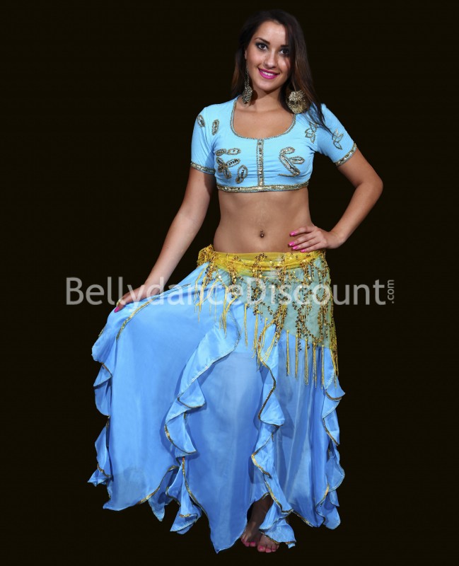 Ruffle Bellydance skirt light blue