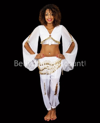 White belly dance trousers