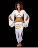 White belly dance belt with golden sequins