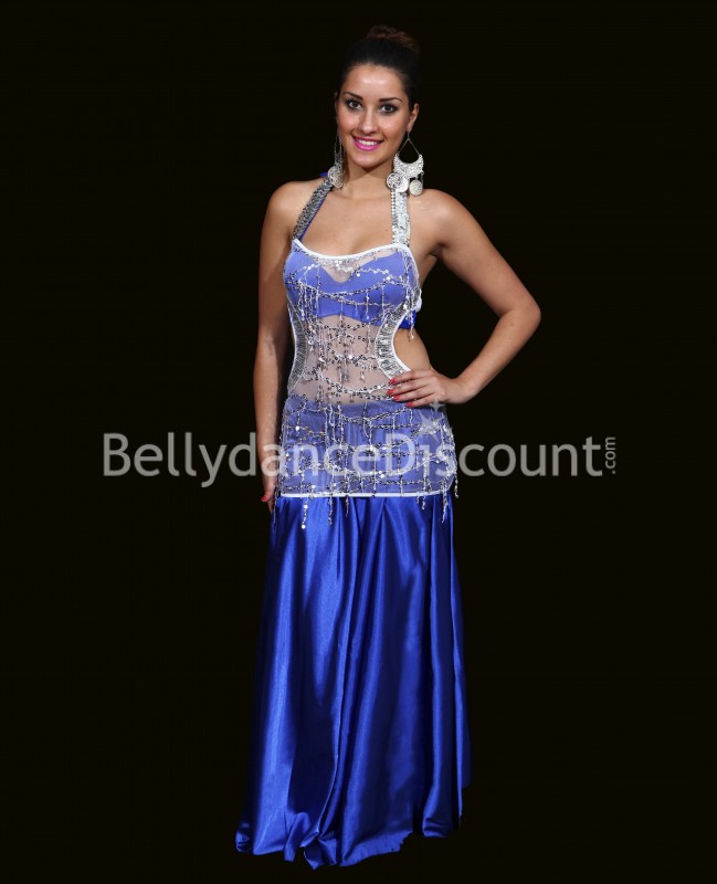 Transparent white and silver bellydance top