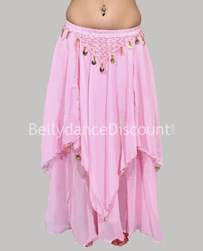Jupe de danse orientale rose pâle