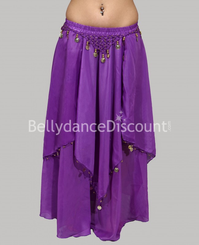 Falda forrada violeta para danza del vientre
