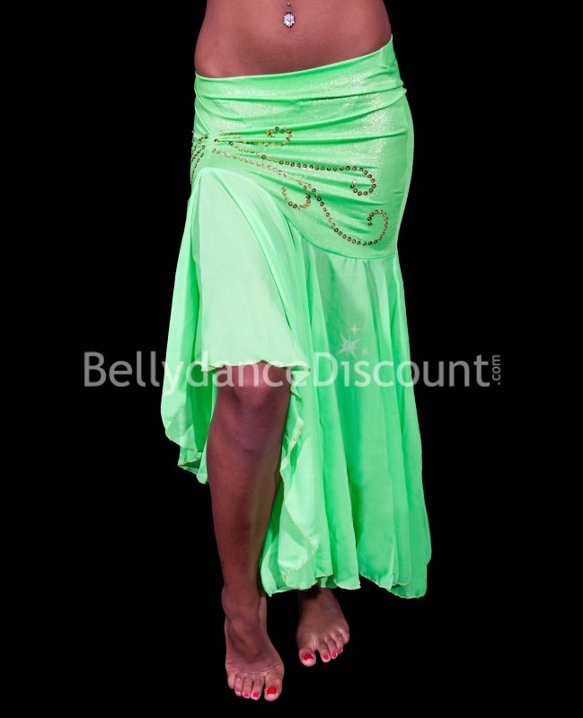 Falda sirena de danza del vientre verde