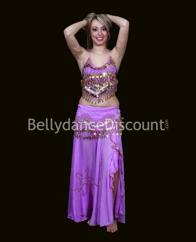 Falda de danza del vientre malva con abertura