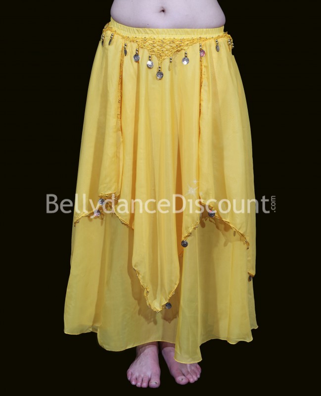 Yellow belly dance skirt with lining