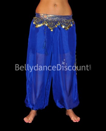 Pantalon large de danse orientale bleu foncé