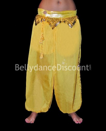 Pantalon large de danse orientale jaune
