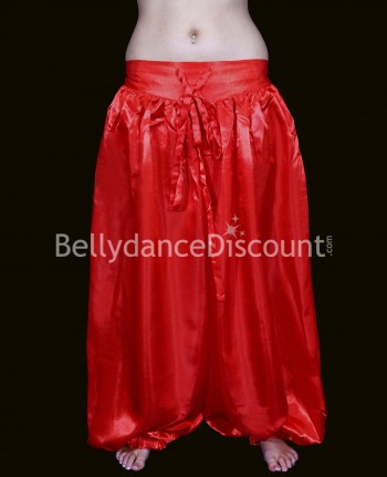 Pantalones rojos en satén para danza orien​tal y Bollywood