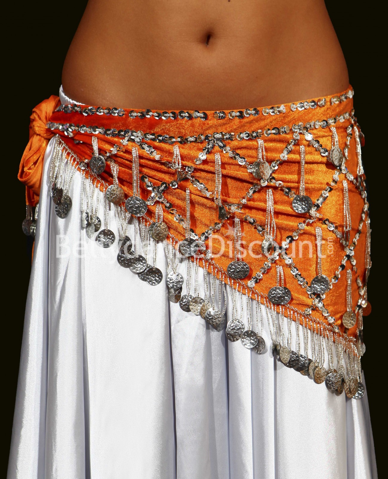 Foulard De Hanche Danse Du Ventre - Avec Paillettes Et Pompons, Taille Unique Réglable
