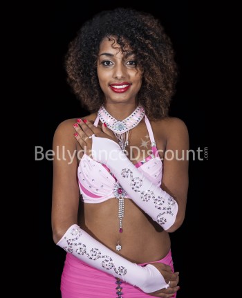 Manicotti di danza del ventre lycra rosa pallido