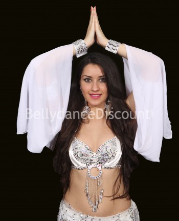 Bellydance veiled sleeves white