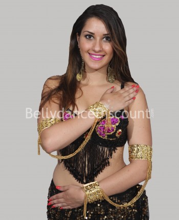 Armstulpen für orientalischen Tanz mit Perlen in Gold