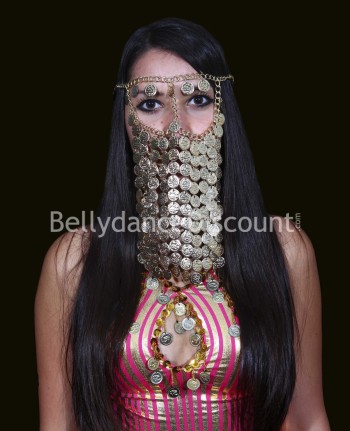 Golden bellydance face veil