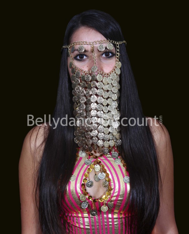 Golden bellydance face veil