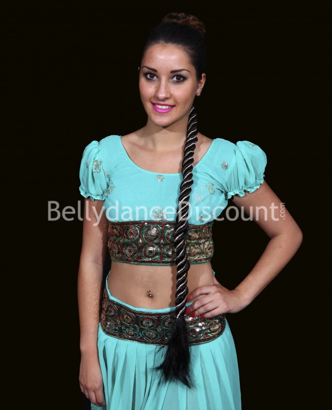 Long Indian braid with strass