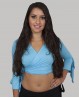 Light blue wrap-over top with sleeves for dance lessons