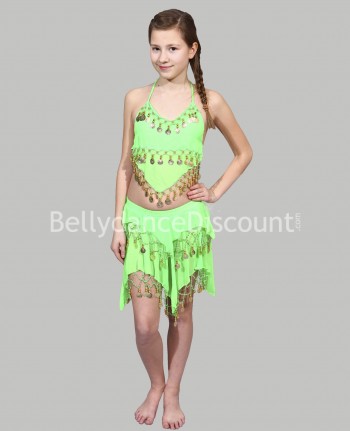 Costume enfant de danse orientale vert