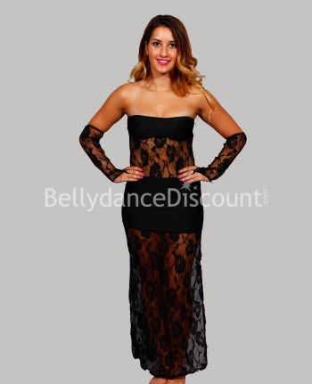 Strapless Bellydance dress with lace black
