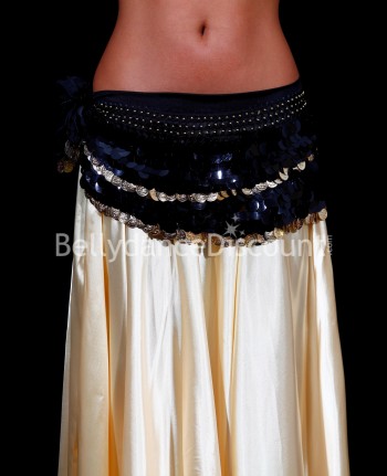 Ceinture de danse orientale noire et or