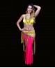 Cinturón largo amarillo y dorado para danza del vientre