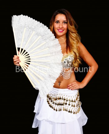 White Belly dance fan