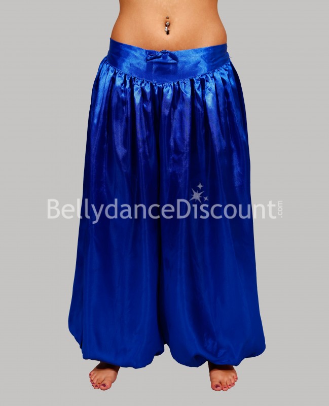 Pantaloni di danza del ventre e Bollywood raso blu scuro