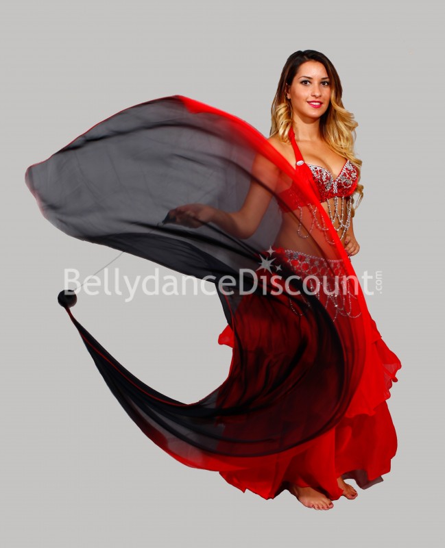 Veil Poi de danse orientale noir rouge