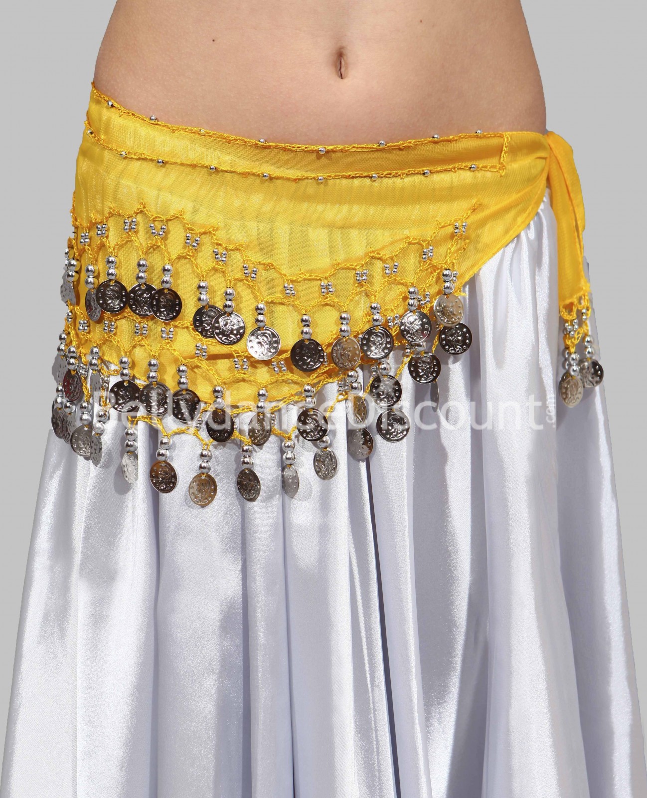 Yellow belly dance belt with silver coins Yellow belly dance belt with silver coins