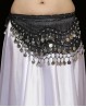 Black belly dance belt with silver coins