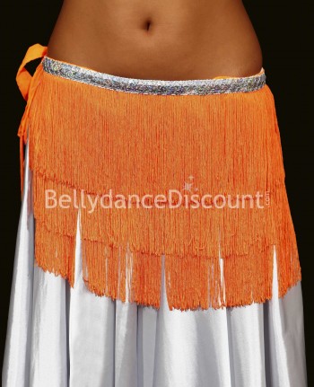 Ceinture de danse orientale orange à franges