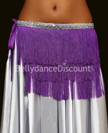 Ceinture de danse orientale violette à franges