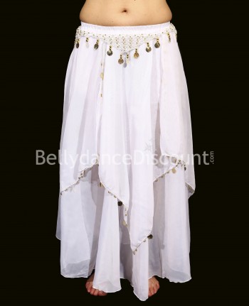 White belly dance skirt with lining