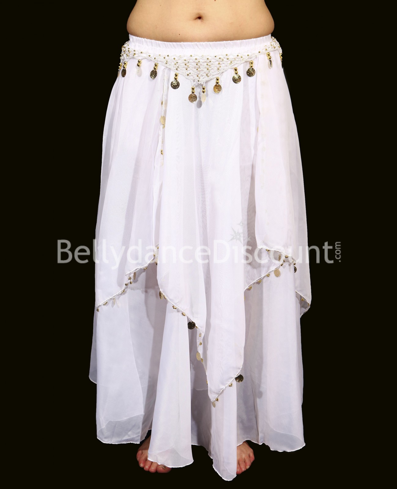 White belly dance skirt with lining - 20,70