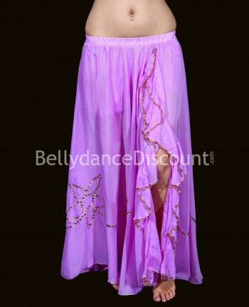 Jupe de danse orientale parme fendue