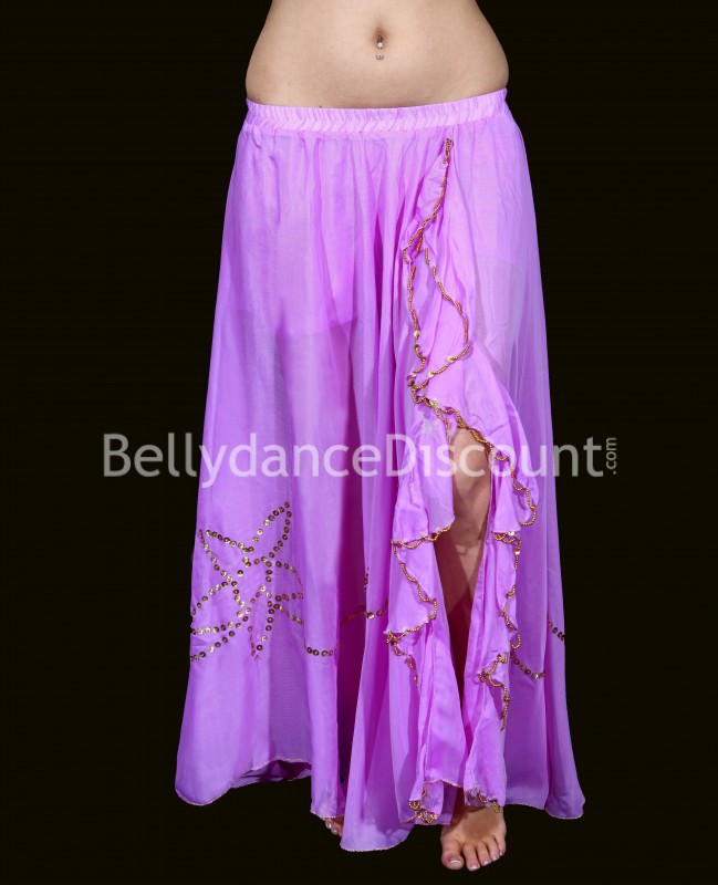 Falda de danza del vientre malva con abertura