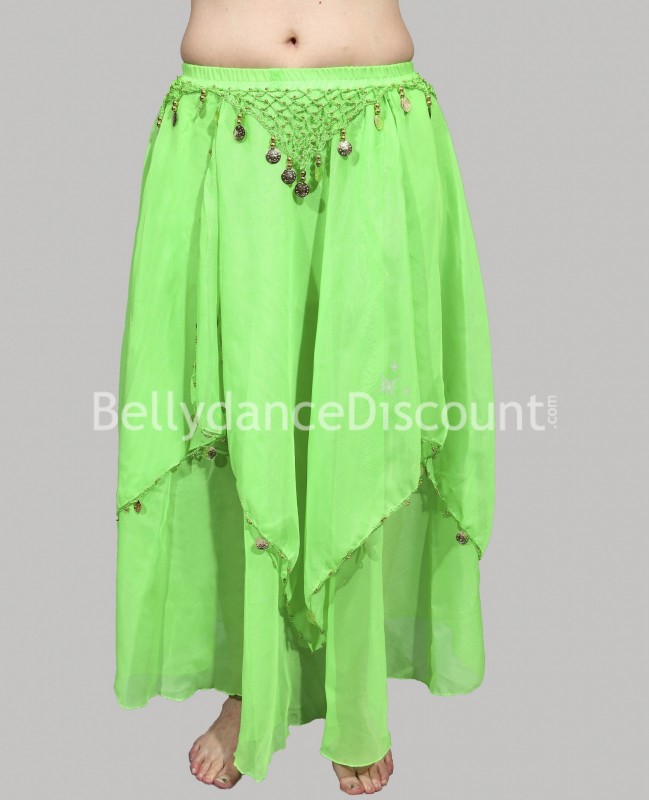 Green belly dance skirt with lining - 20,70