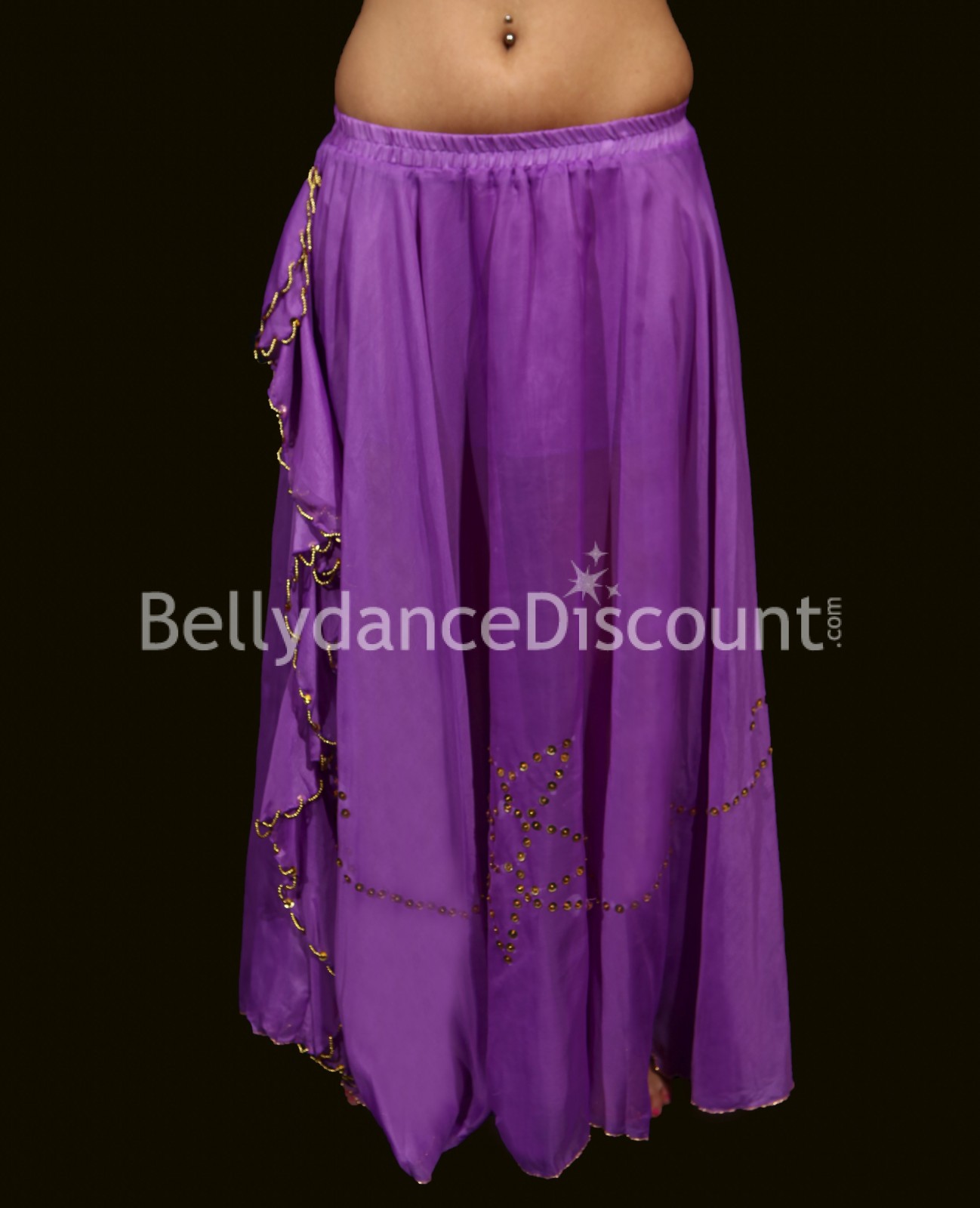 Falda de danza del vientre violeta con abertura