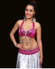 Bellydance bra + belt set fuchsia and silver