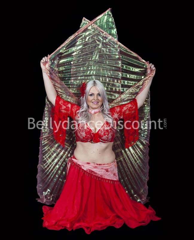 Ailes d'Isis de danse orientale rouges transparentes