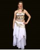 White belly dance belt with golden sequins