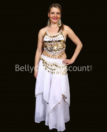 White belly dance skirt with lining