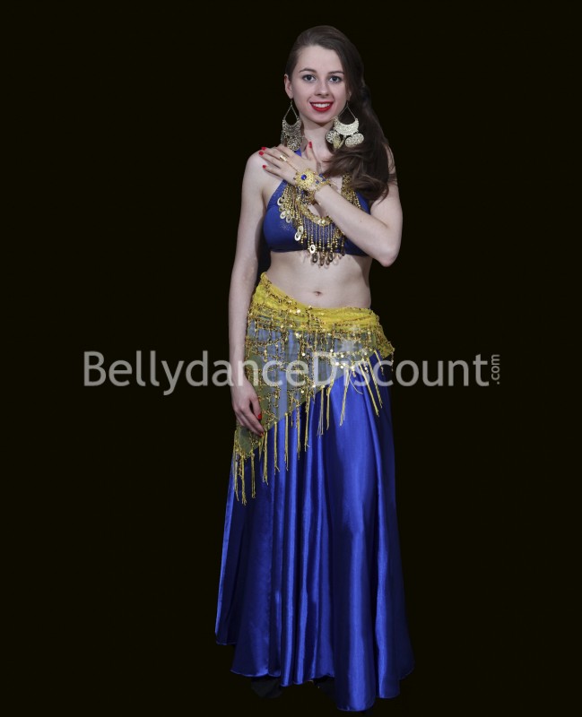 Jupe satin bleu foncé de danse orientale