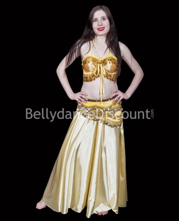 Gürtel für den orientalischen Tanz aus Samt in Gelb und Gold