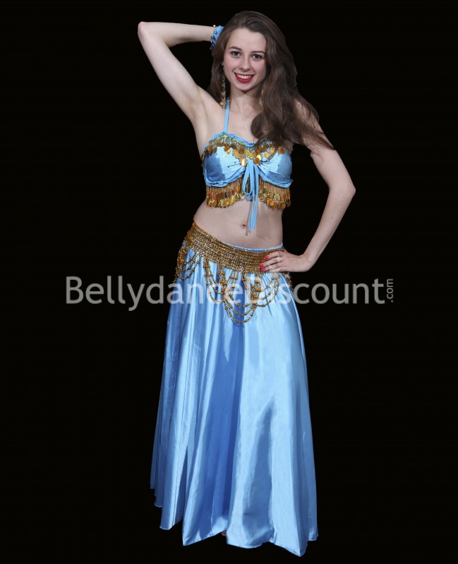 Rock für den orientalischen Tanz in hellblau und in Satin