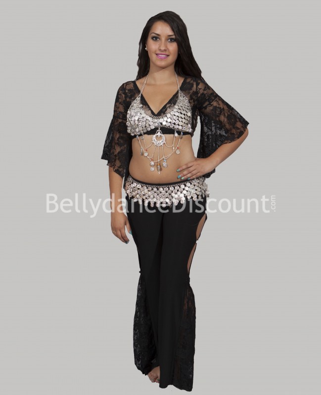 Black lace dance top
