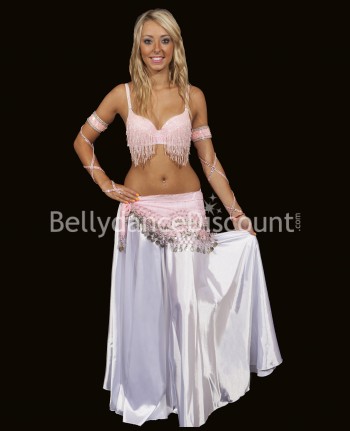 Light pink belly dance belt with silver coins