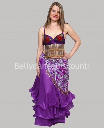 Purple belly dance skirt with lining