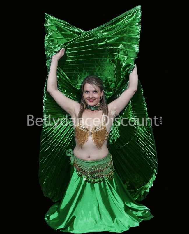 Gonna di danza del ventre raso verde