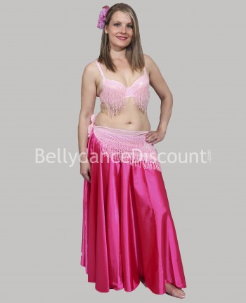 Jupe satin rose de danse orientale