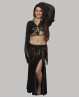 Foulard di danza del ventre brillante nero e oro